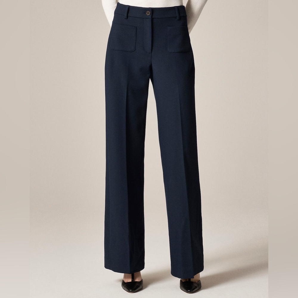 NWT J. Crew Carolina Black Dress Pants Wide Legged Sz 14 - Picture 1 of 10